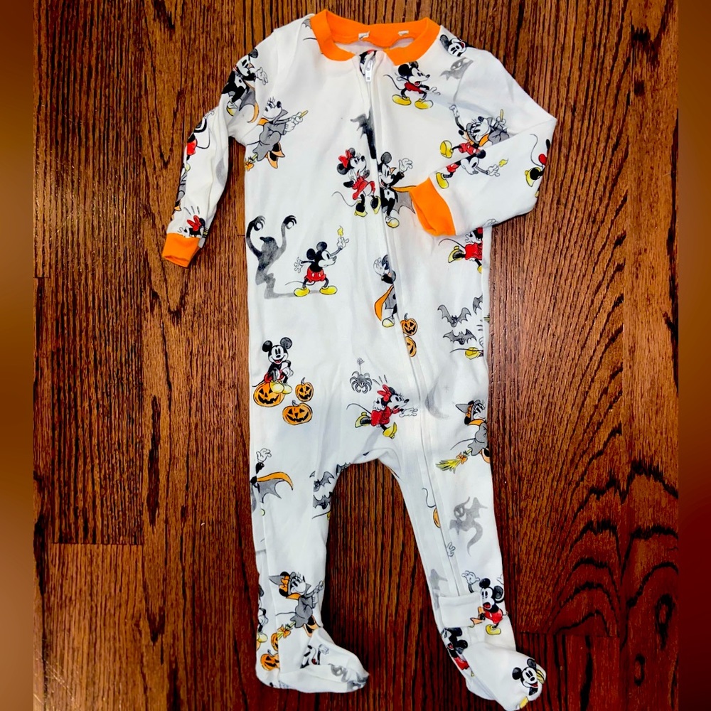 Pottery Barn Mickey Mouse Halloween footies.